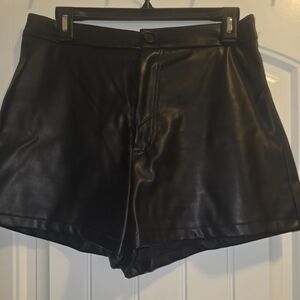SHEIN Black High Waist Leather Shorts